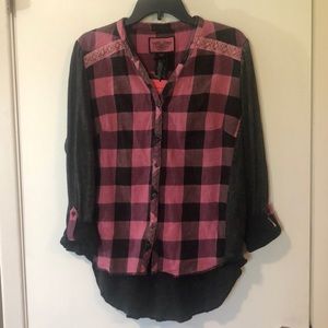 NWT Harley Davidson pink buffalo plaid shirt sz XL